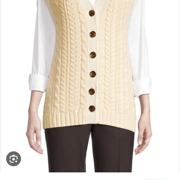 Rebecca Taylor Ivory Buttoned V-Neck Sweater - Picture 2 of 4